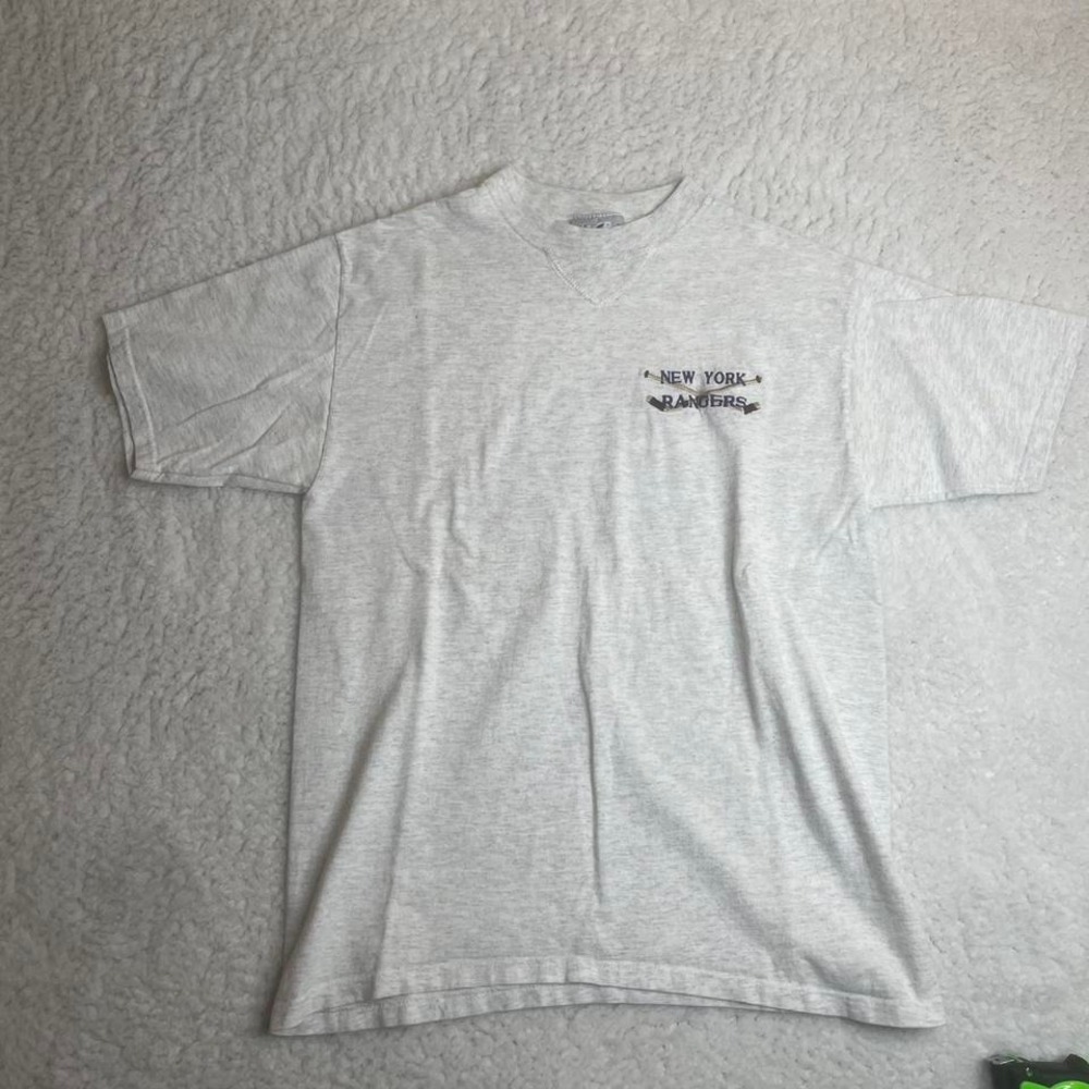 Vintage New York‎ rangers mens grey embroidered tshirt nhl 90s the game L